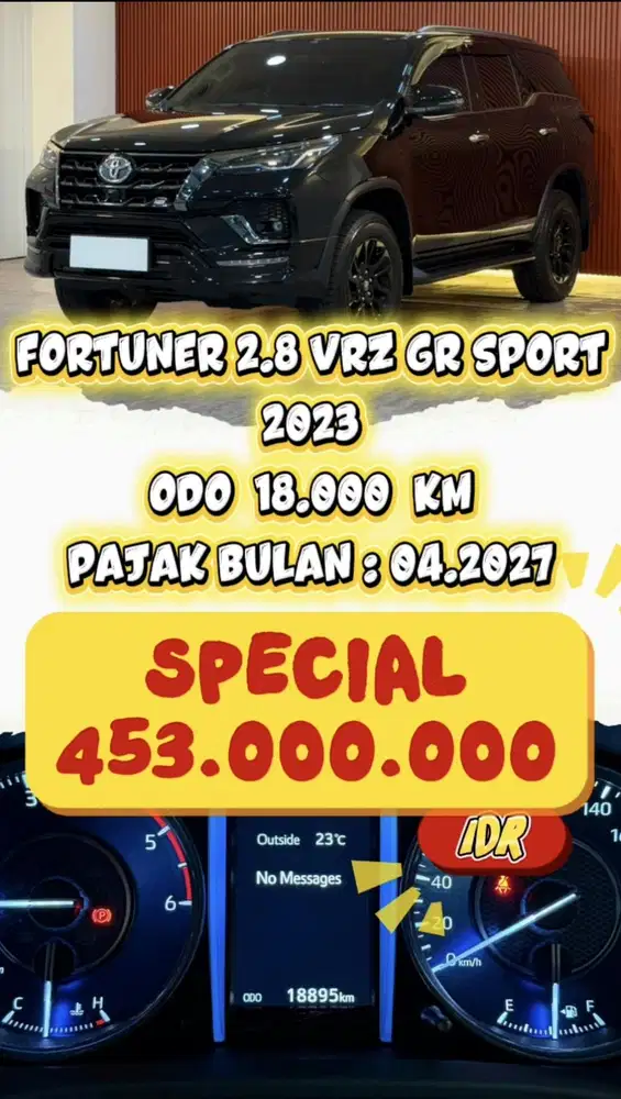 [ ODO 18.000 KM ] TOYOTA FORTUNER 2.8 VRZ GR SPORT AT 2023 BERGARANSI