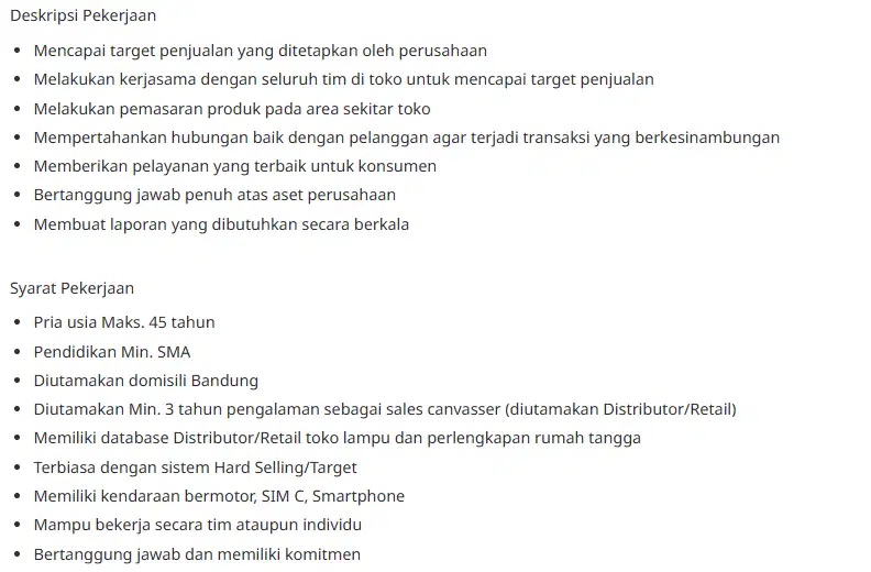 Sales Canvasing (Sales Lampu)