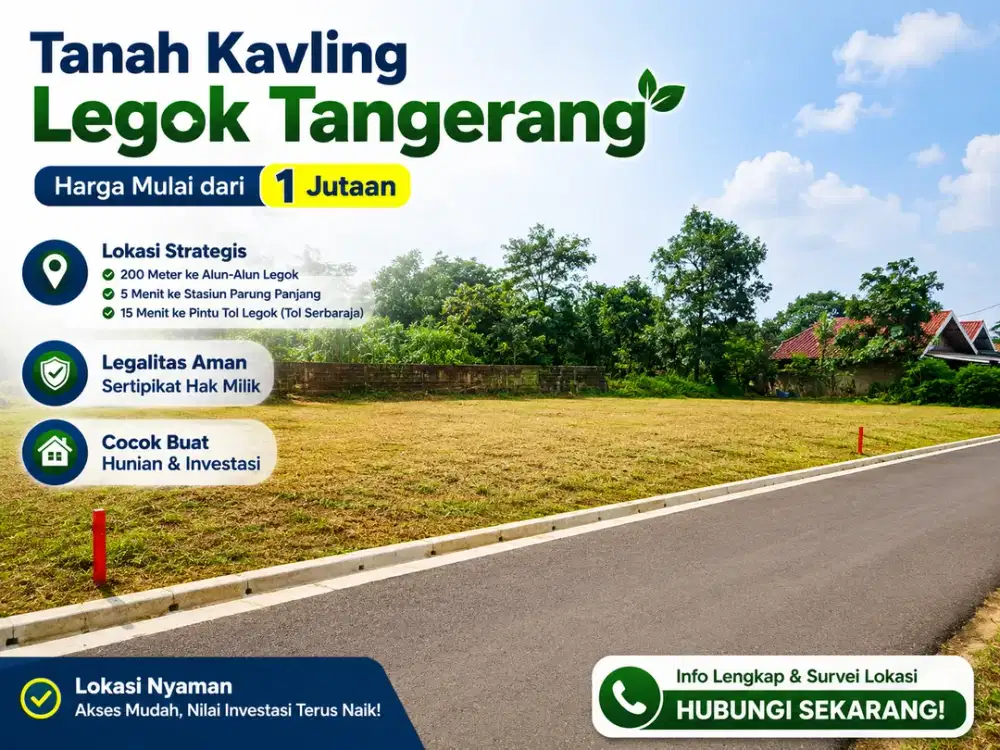 Kavling Legok 1 Jt-an, Hanya 200 Meter ke Alun-Alun, SHM