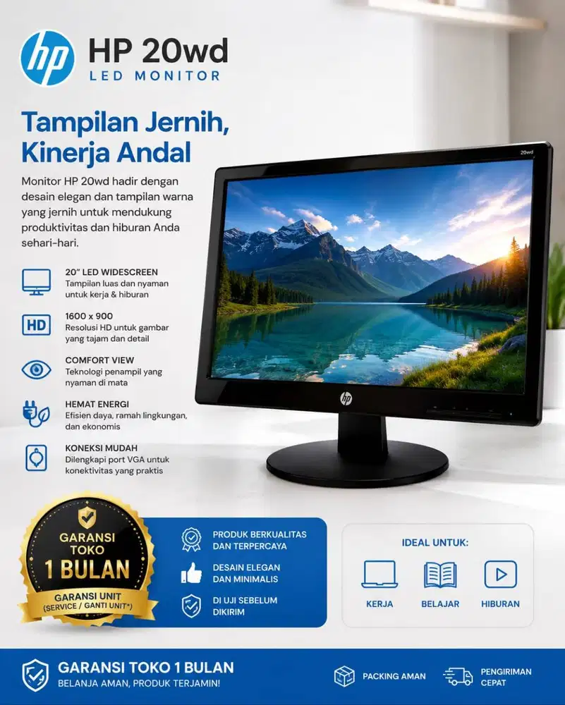 MONITOR HP 20 Rekondisi ex kantor