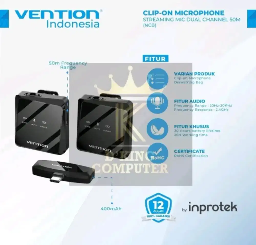 Vention wireless clip on microphone