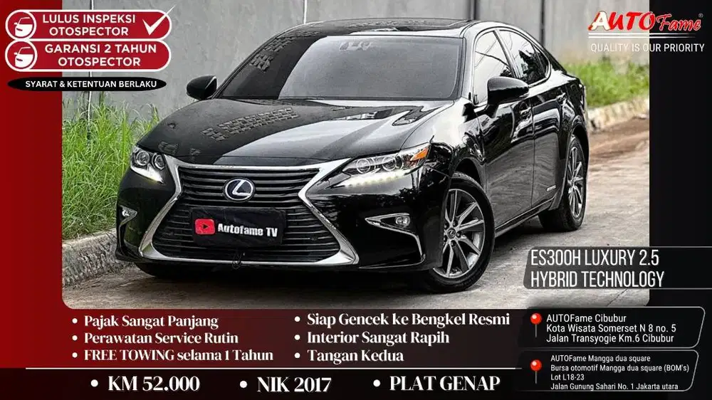 KM52RB Lexus ES300h Luxury 2.5 Hybrid Technology NIK 2017 Black On Bla