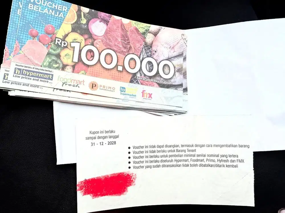 Voucher hypermart 20 lembar nominal 100.000/lembar