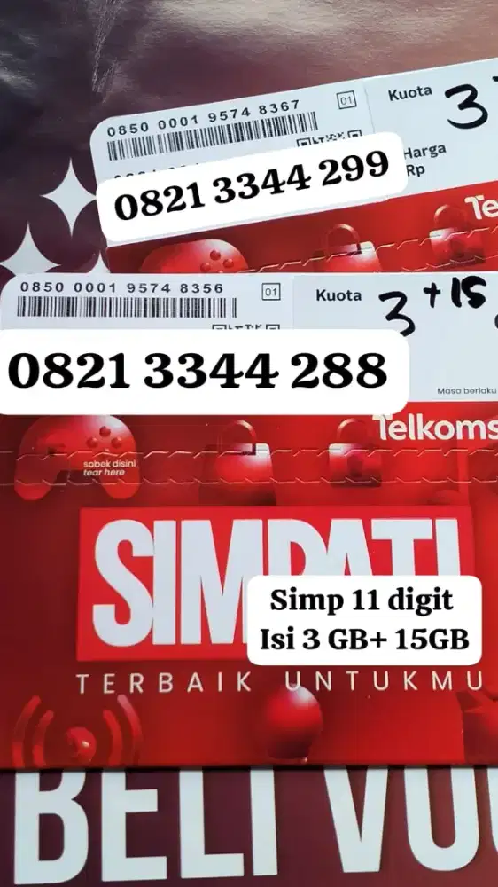 NOMOR  SIMPATI 11 DIGIT ISI 3 GB KUOTA NASIONAL BERLAKU SATU BULAN.