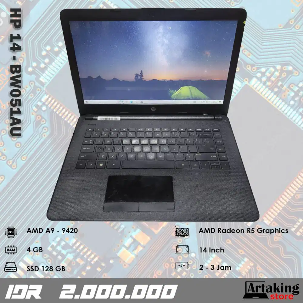 Hp 14 - bw051AU - AMD A9 - Ram 4 GB - Sudah SSD