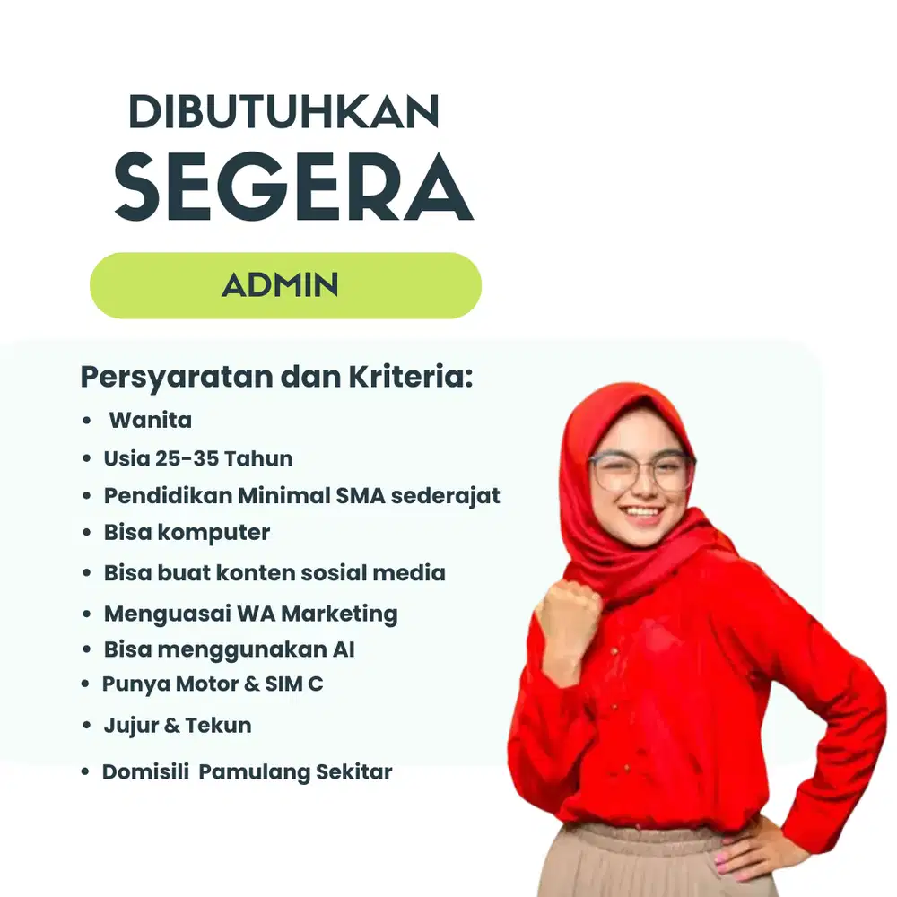 Dibutuhkan segera ADMIN