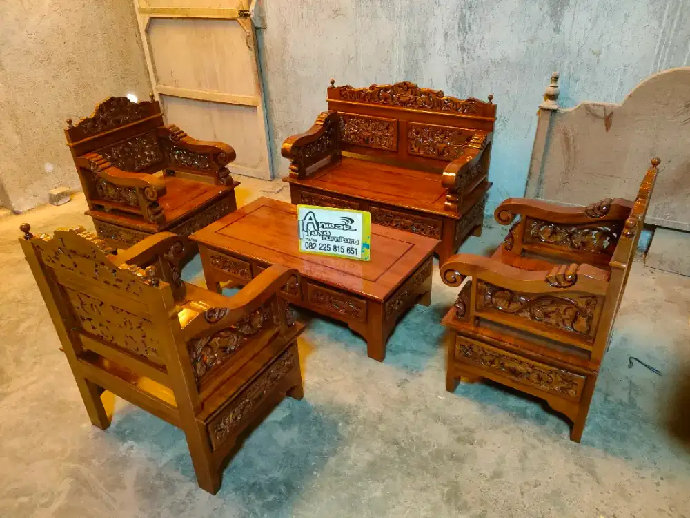 Kursi tamu ukir new full kayu jati