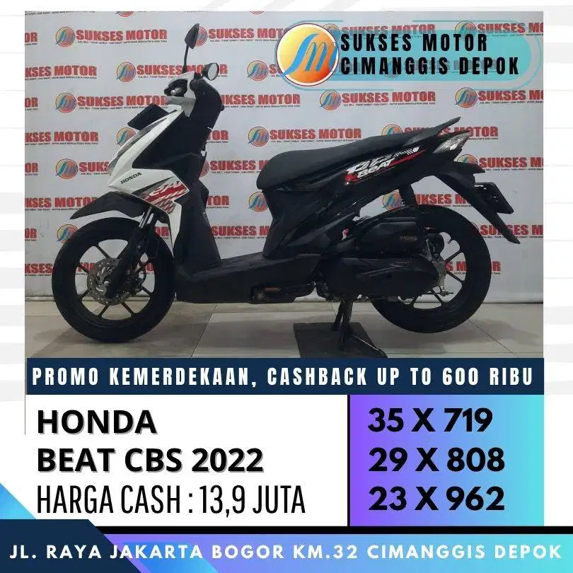 HONDA BEAT CBS 2022 CASH KREDIT CC/PAYLATER CICILAN MURAH ADM 0%