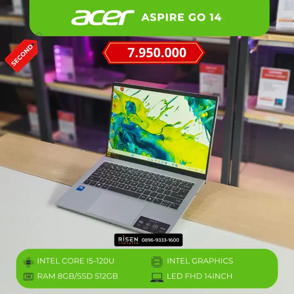 ACER ASPIRE GO 14 Intel Core I5-120U RAM 8GB SSD 512GB FHD 14Inch