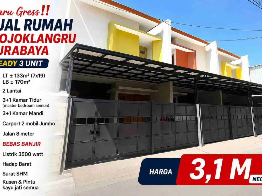 Baru Gress‼jual rumah MojoKlangru Surabaya Ready 3 unit
