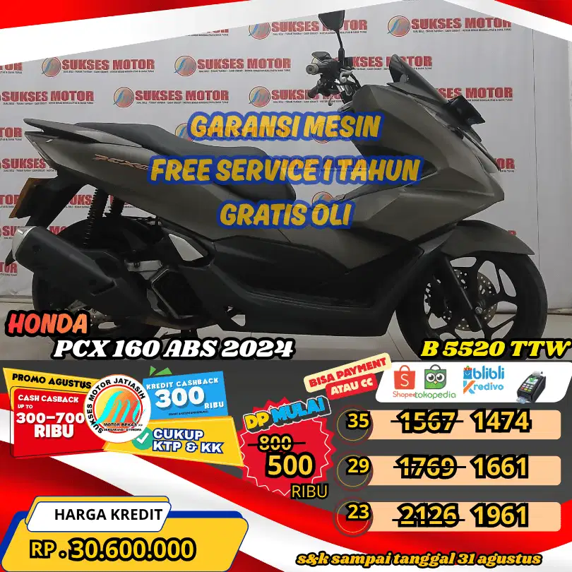 PCX 160 ABS 2024 BISA PAKAI PAYMENT CC& SPYLATER KREDIVO(SUKSESMOTOR)