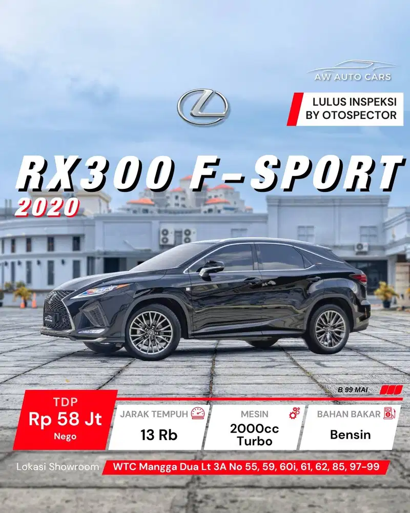 [KM 13 RB] Lexus RX300 F-Sport 2020 RX 300 FSport 2021 mdl Luxury 2022