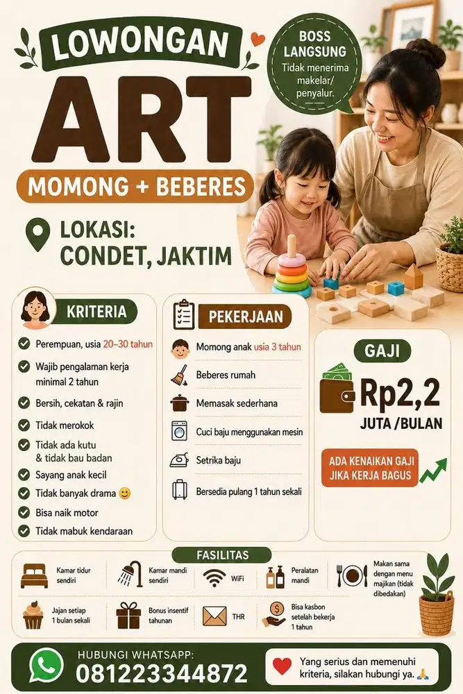 LOWONGAN ART MOMONG ANAK BEBERES MENGINAP
