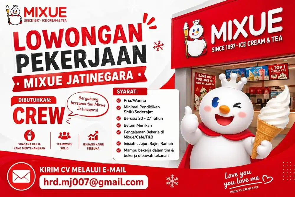 Dibutuhkan Segera Crew Mixue