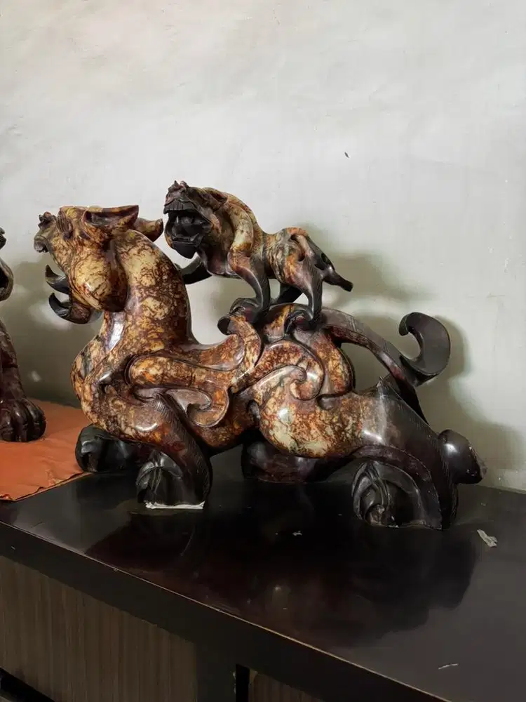 Patung Vintage Pixiu induk & anak (2 pcs) | Asli langsung dari China