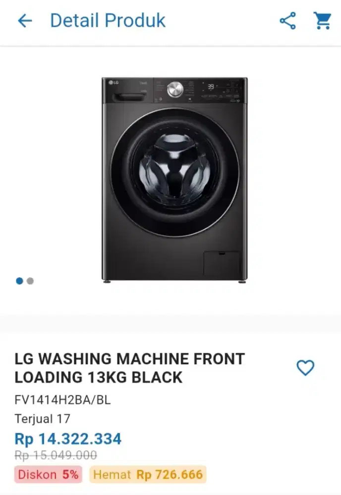CICILAN LG WASHING MACHINE FRONT LOADING 13KG