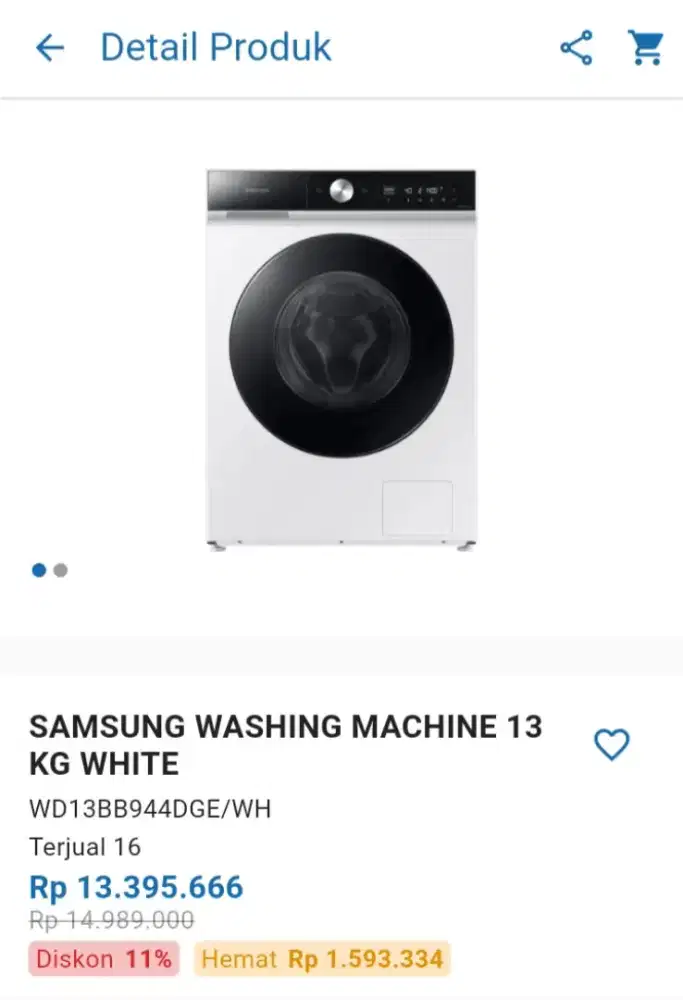 CICILAN SAMSUNG WASHING MACHINE 13 KG