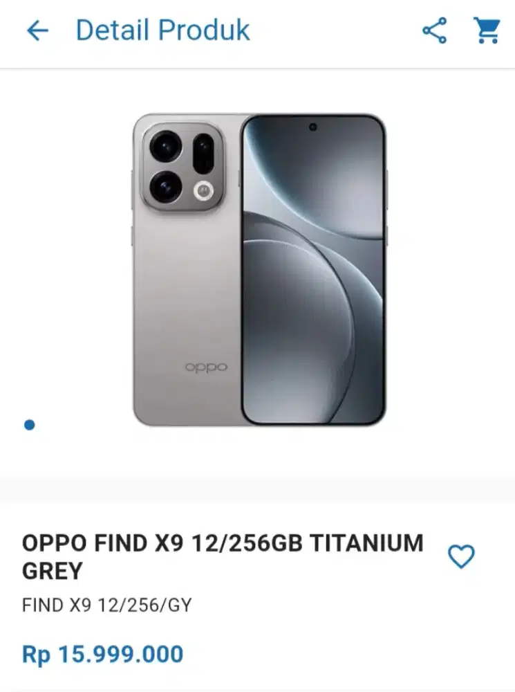 CICILAN OPPO FIND X9 12/256GB TITANIUM GREY