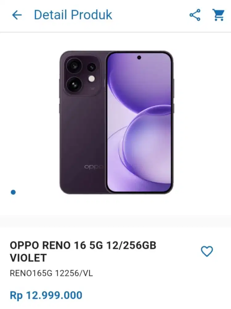 CICILAN OPPO RENO16 12/256GB VIOLET