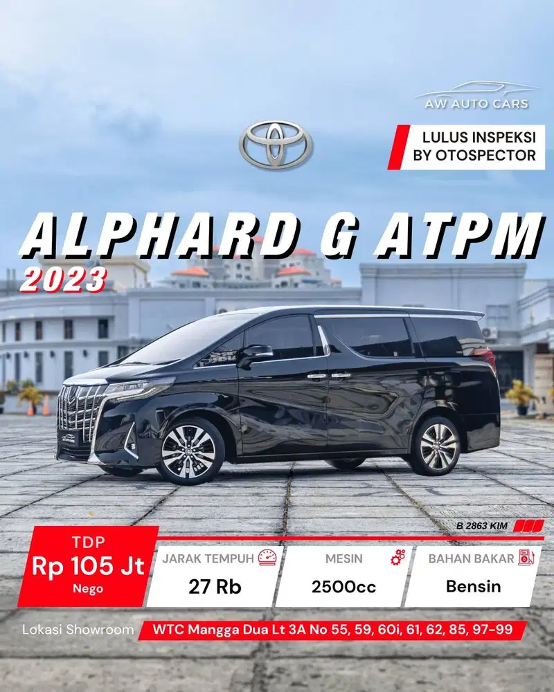 Toyota Alphard G ATPM NIK 2023 low KM Pemakaian 2024 non hybrid hev