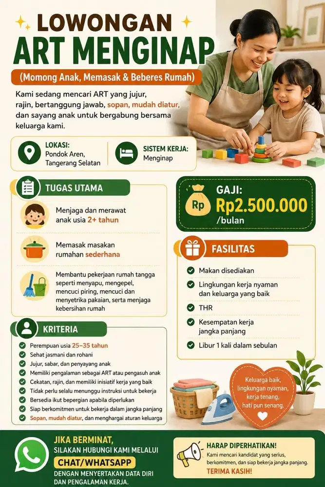 ART Momong, Masak, Beberes