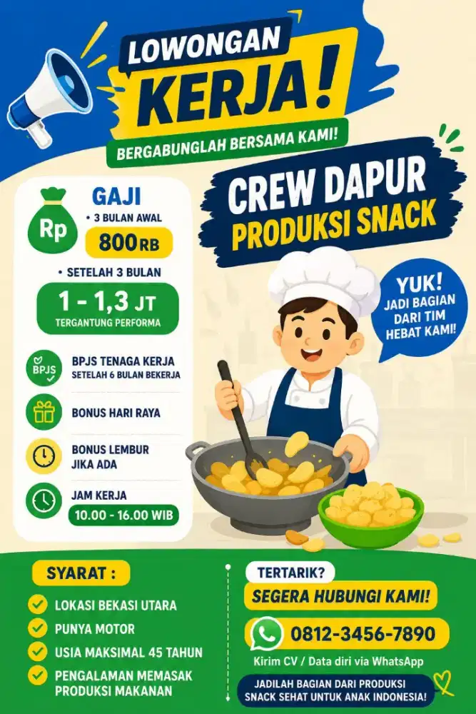 LOWONGAN CREW PRODUKSI SNACK