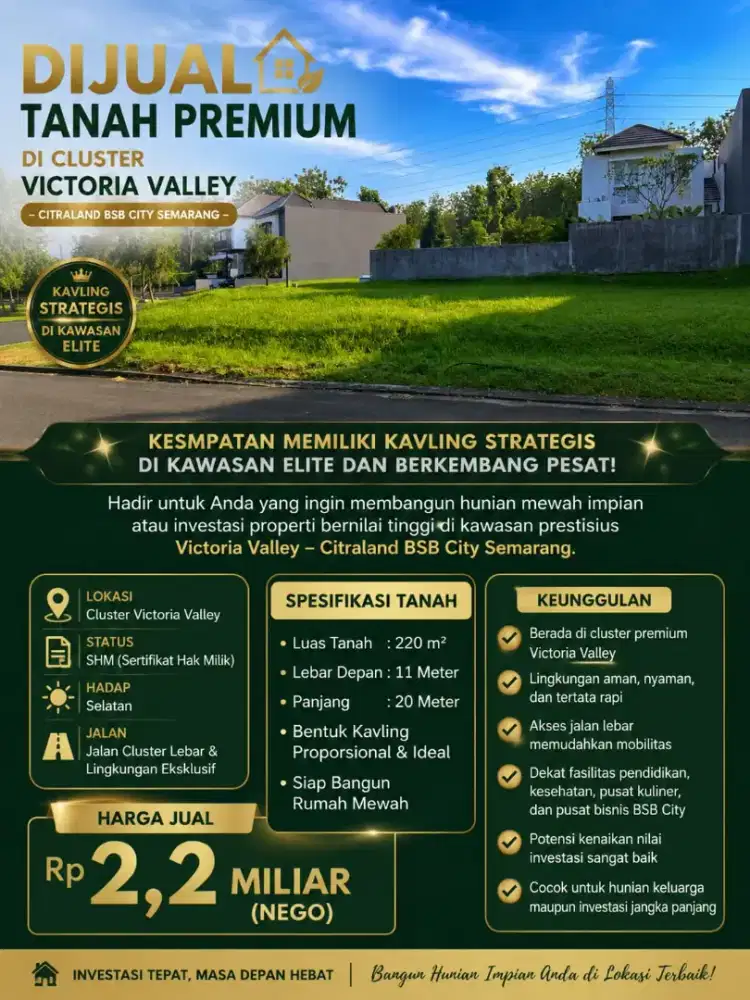 DIJUAL KAVLING CLUSTER VICTORIA VALLEY CEPAT BARU SEGERA
