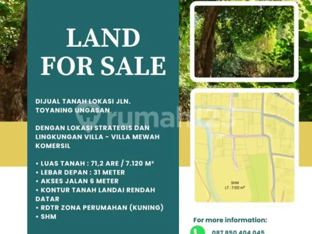 Tanah Lokasi Toyaning Ungasan untuk Villa