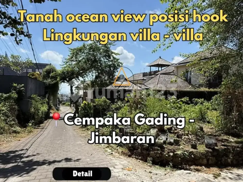 Dijual Tanah Hook Ocean View di Jl Cempaka Gading Jimbaran