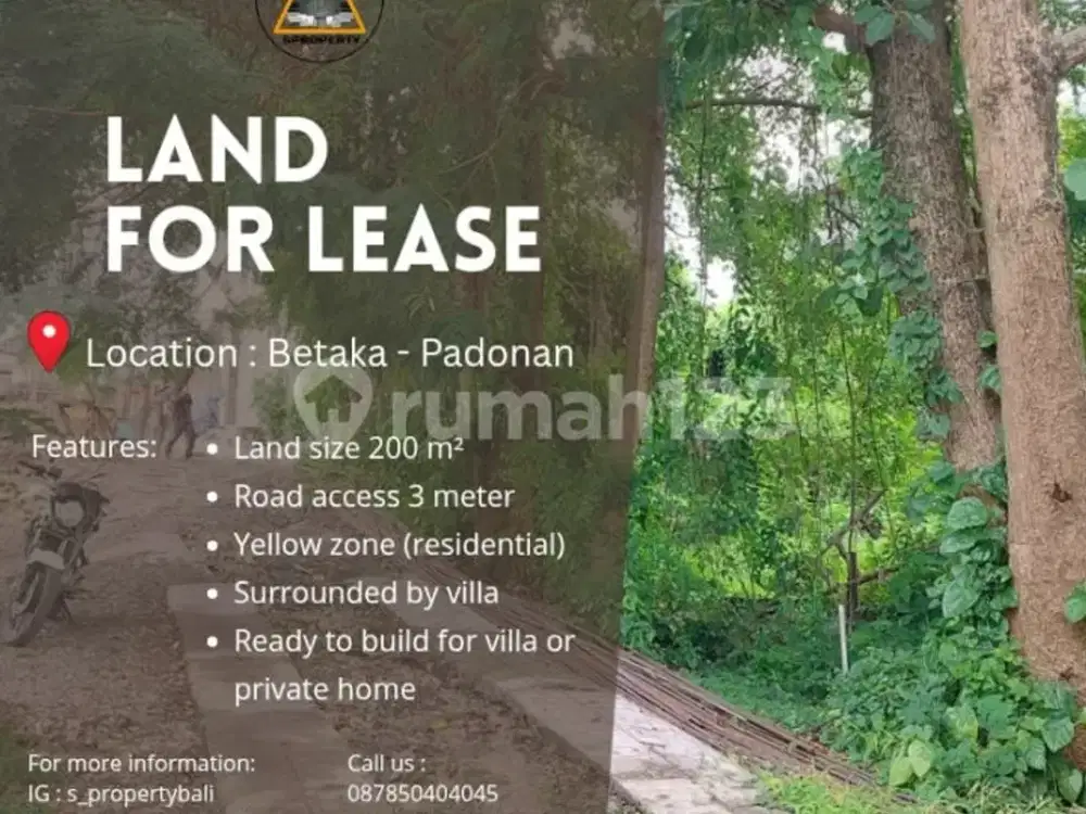 Land For Lease At Betaka - Padonan Suitable For Building Villa