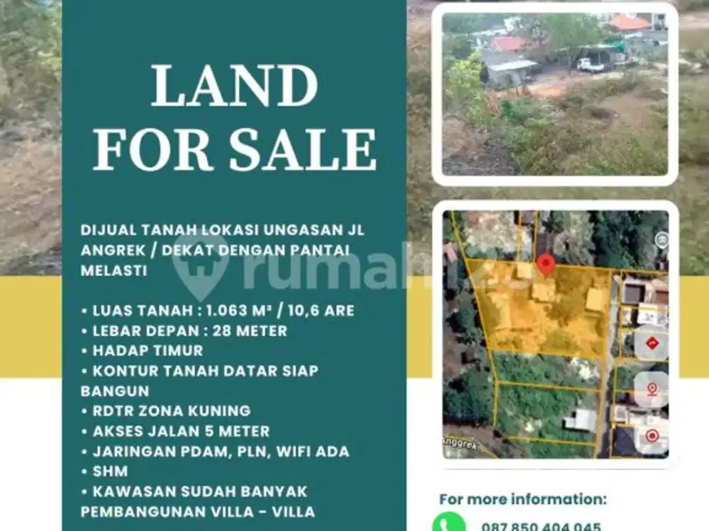 Dijual Tanah Lokasi Ungasan Jl Angrek / Dekat dengan Pantai Melasti