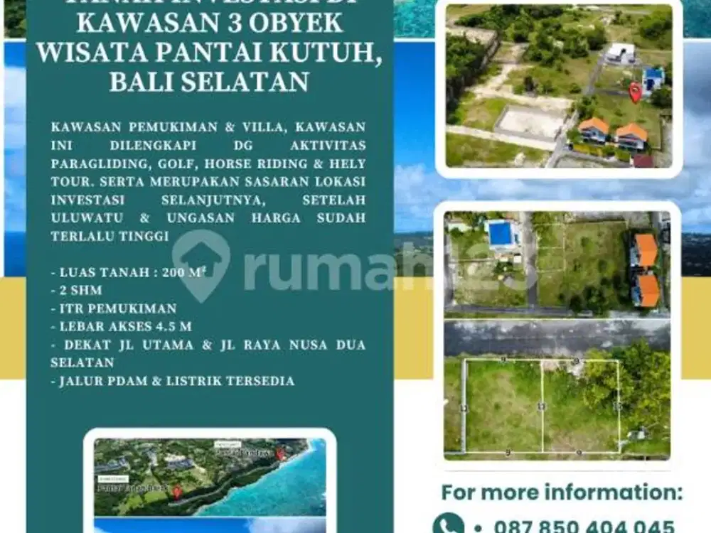 Dijual Tanah untuk Investasi Kawasan Obyek Wisata Pantai Kutuh