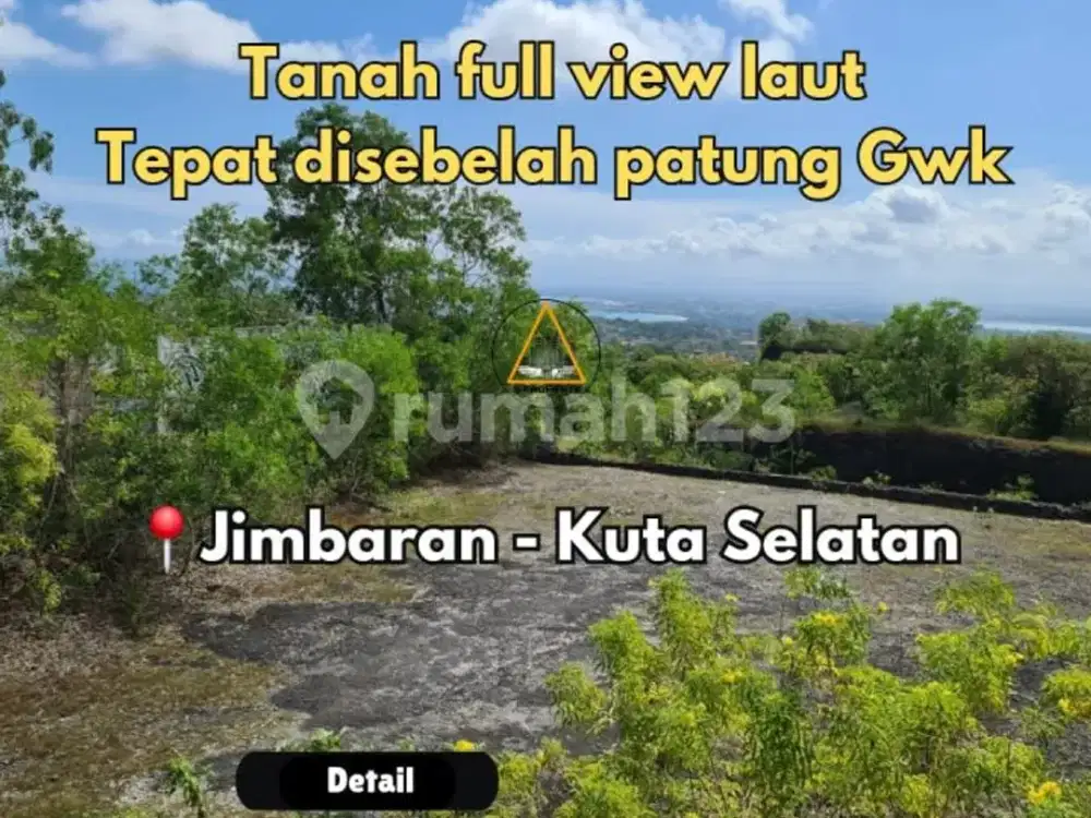 Tanah Istimewa Full View Laut Jimbaran Bali /Disebelah Patung Gwk