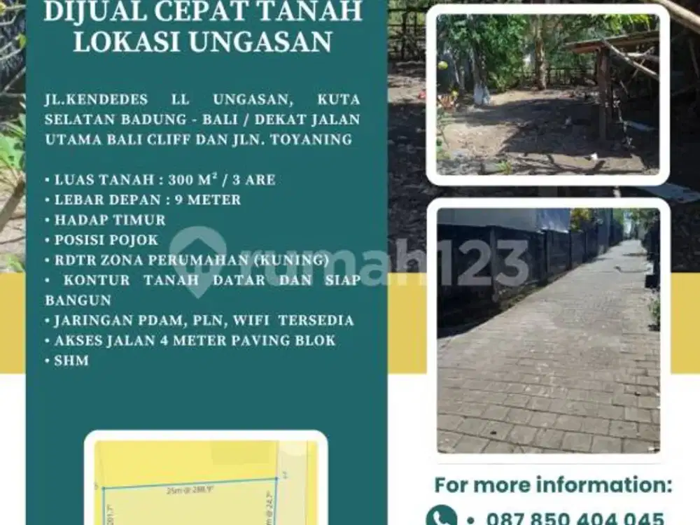 Dijual Cepat Tanah Lokasi Ungasan, Jl.kendedes Ll Ungasan, Kuta Selatan Badung - Bali / Dekat Jalan Utama Bali Cliff dan Jln. Toyaning