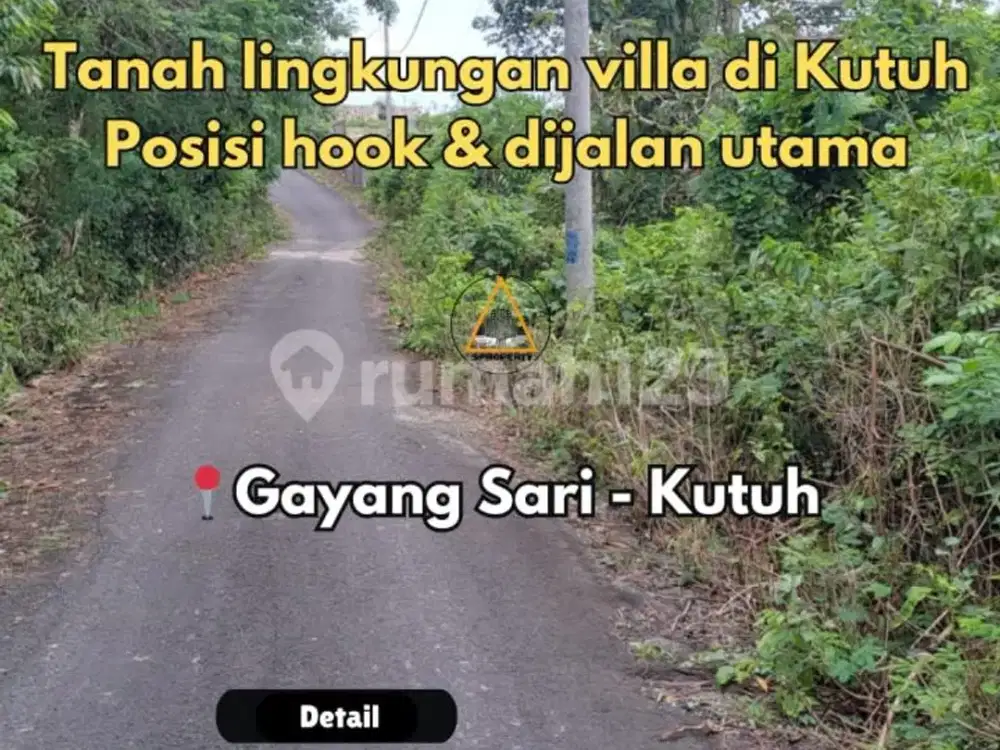 Tanah Posisi Hook Lingkungan Villa Jalan Utama Gayang Sari Kutuh
