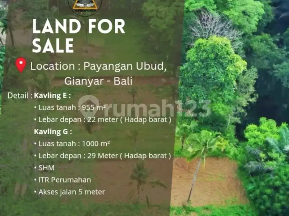 Dijual Tanah Eksotis Lokasi di Ubud dengan View Jungle & River