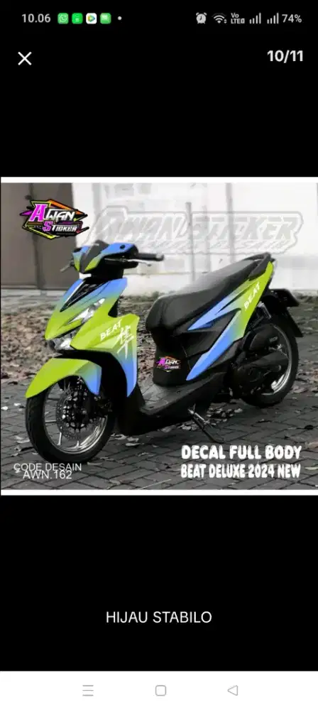 Stiker decal full body hijau stabilio