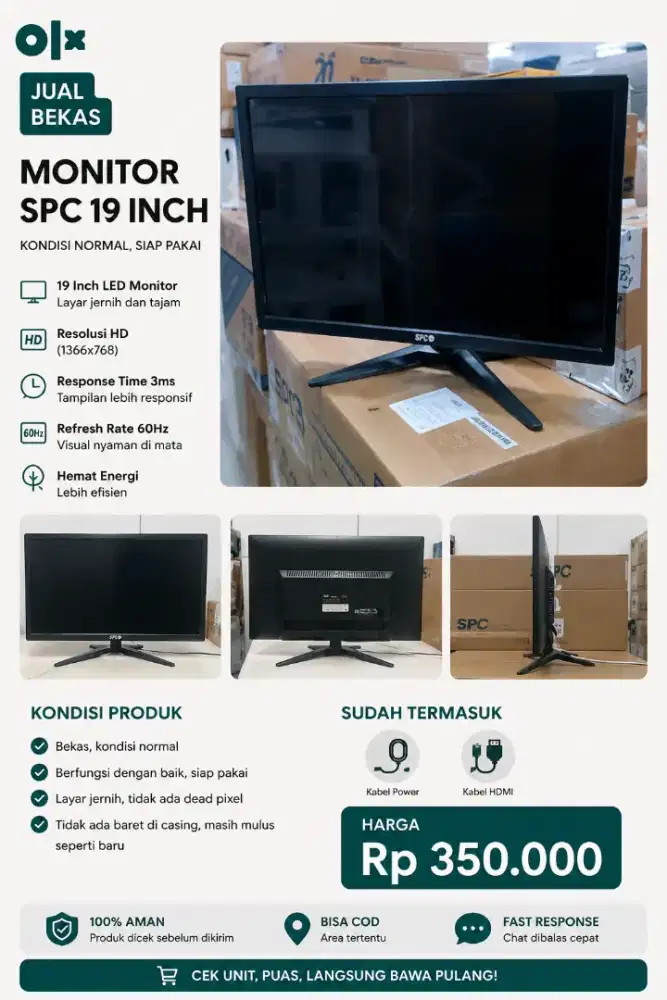 Jual Monitor SPC 19 Inch – Bekas Kondisi Mulus | Rp350.000