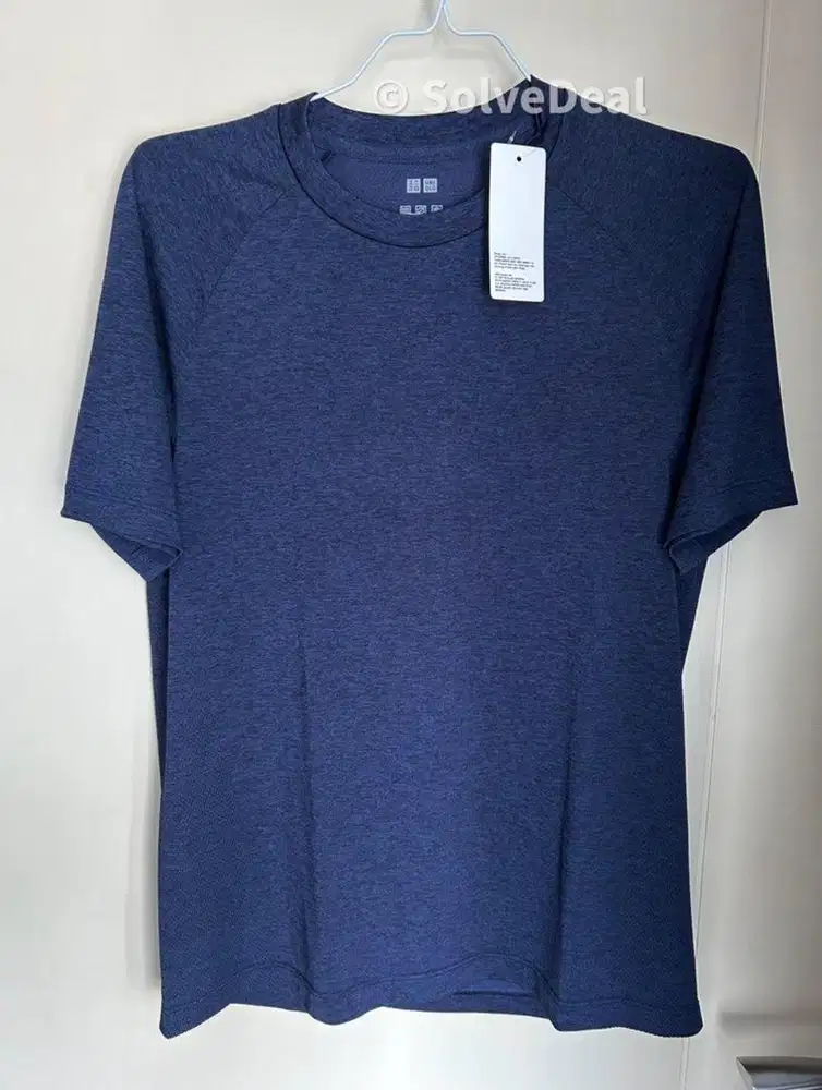 Kaos Uniqlo Dry Ex Crew Neck Short Sleeve Blue Kaos Sport Original