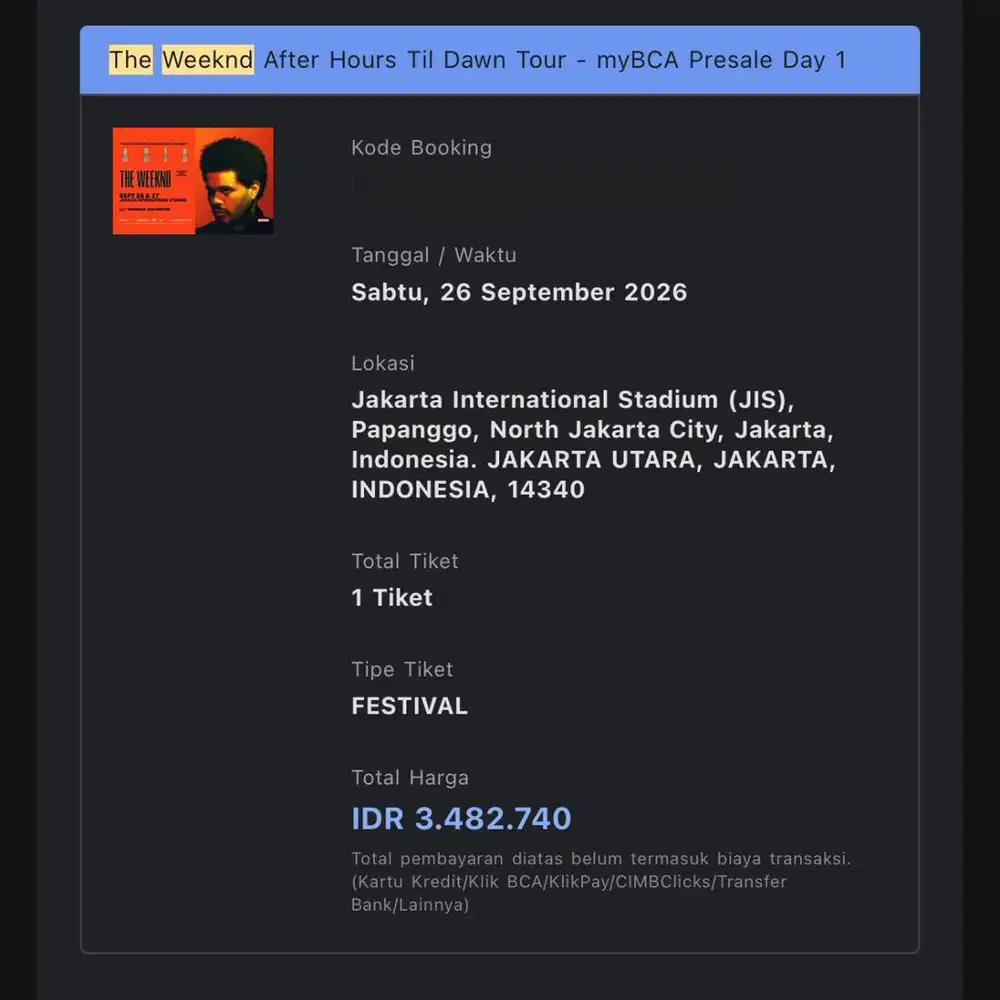 Tiket Konser The Weeknd Festival Day 1
