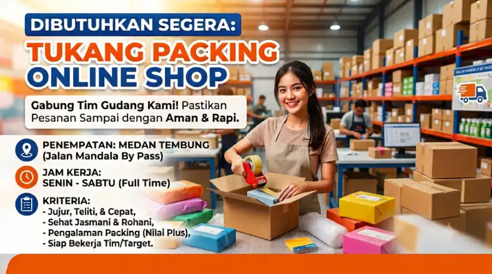 Dicari tukang packing online shop