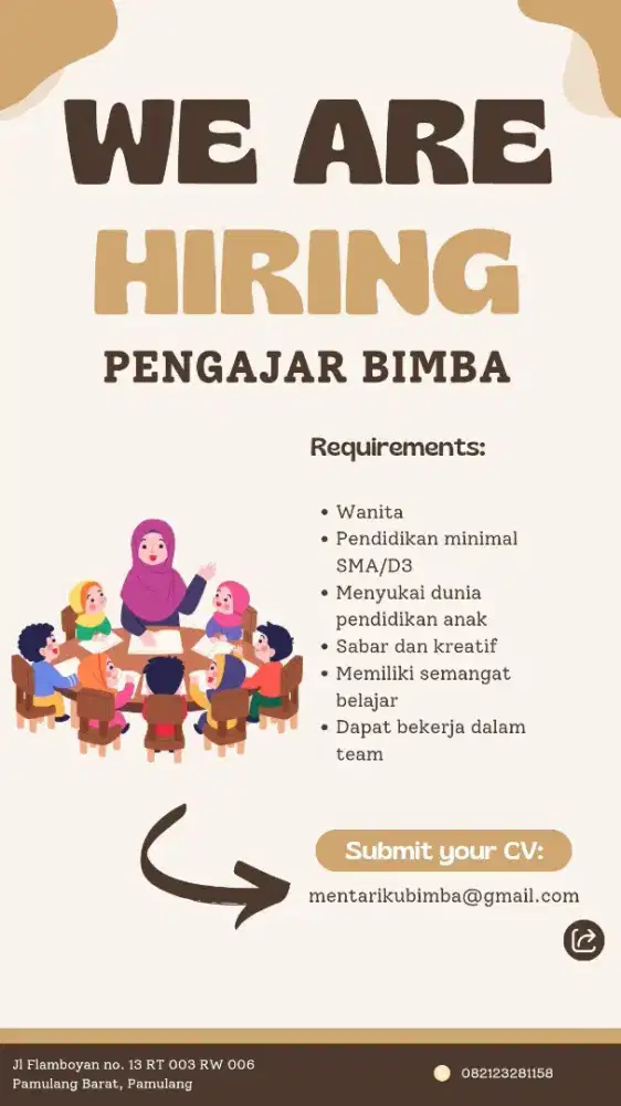 Dibutuhkan Tutor Bimba