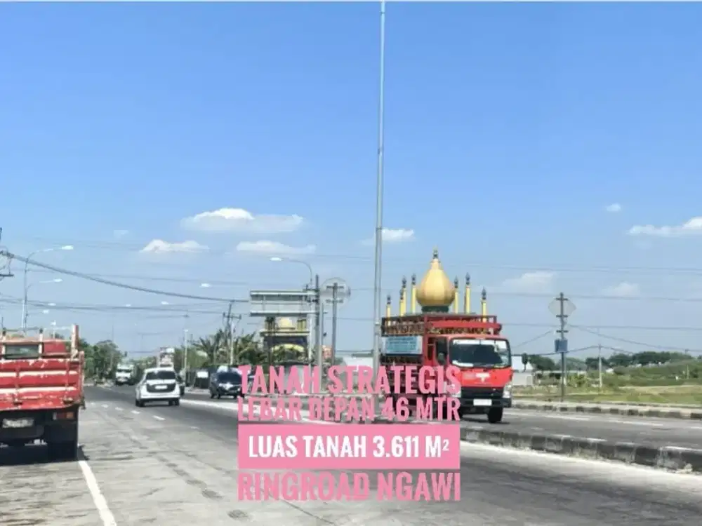 (Ba) Tanah LD 46 mtr, depan Gerbang Tol NGAWI, Lokasi Berkelas