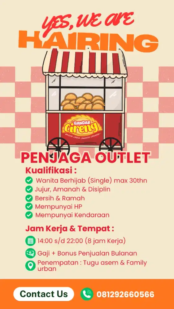 Lowongan kerja penjaga outlet cireng isi