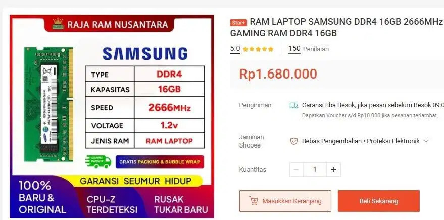 RAM LAPTOP DDR4 16GB 2666MHz