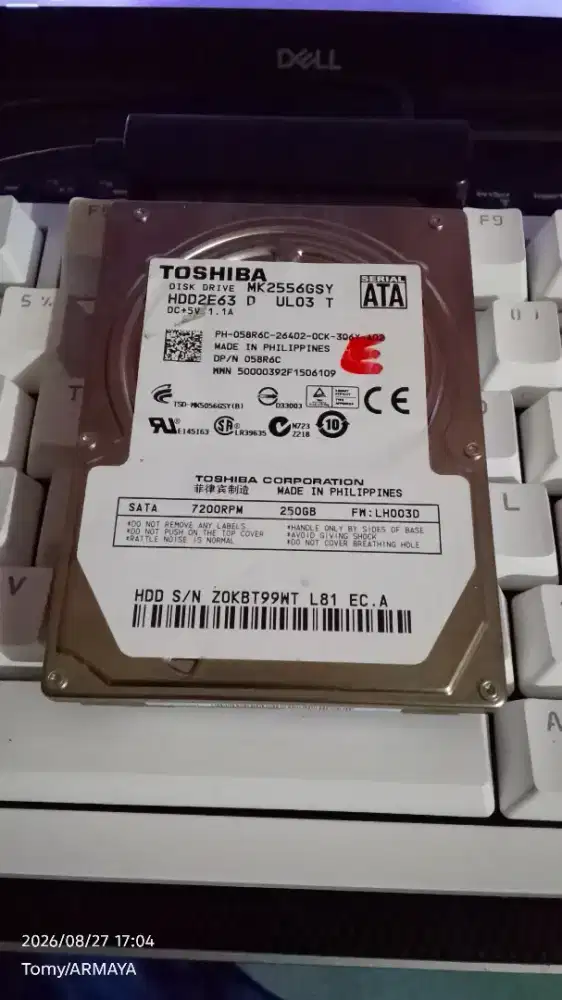 Hardisk Laptop 250GB 5400RPM Toshiba