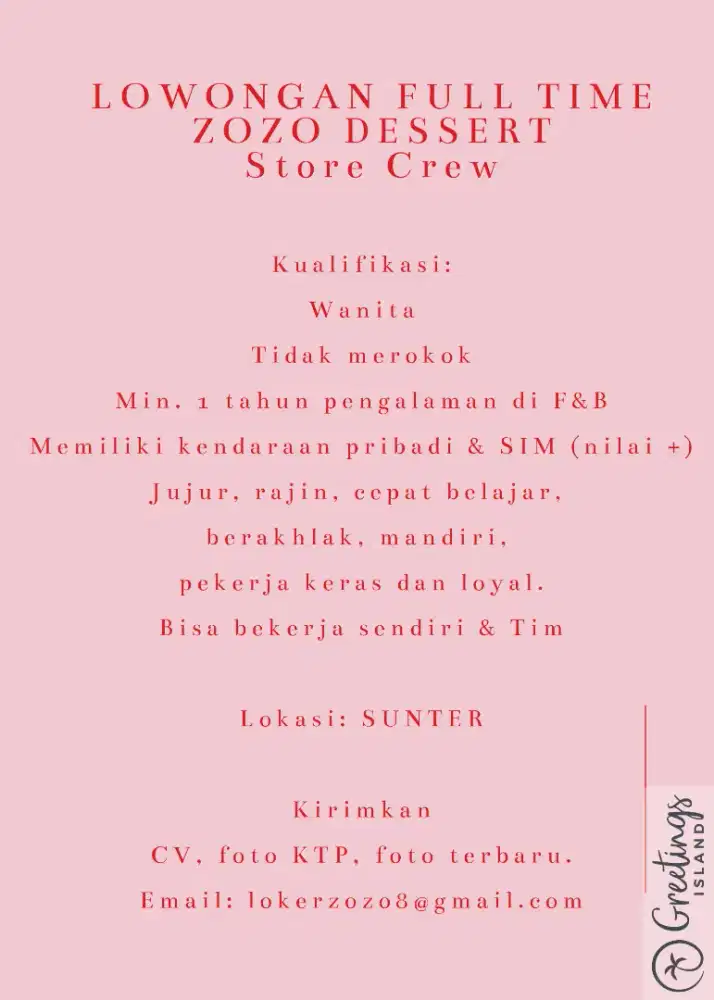 ZOZO DESSERT Store Crew Sunter