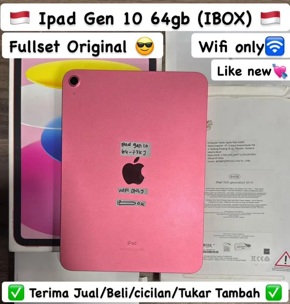 Ipad Gen 10 64 Gb Pink Ibox resmi