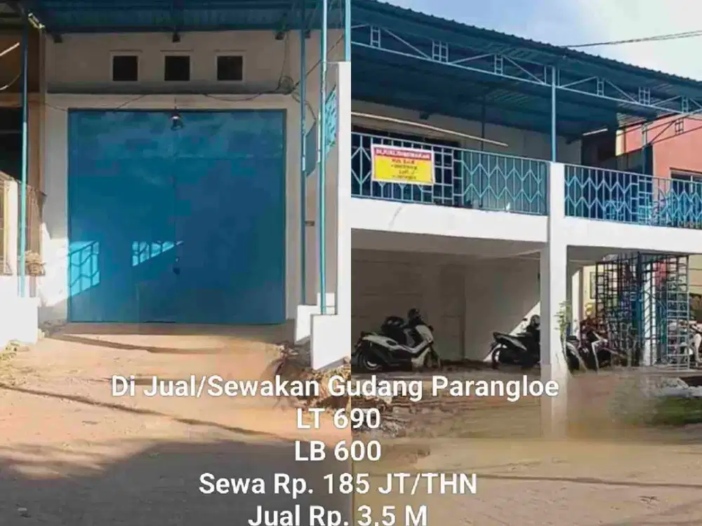 Di Jual/Di Sewakan Gudang Parangloe, dkt dgn Citraland Tallasa city