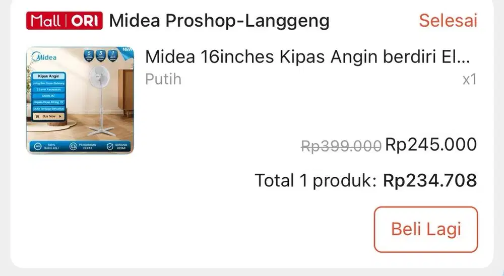 Kipas Angin Miyako Putih uk 16 inci